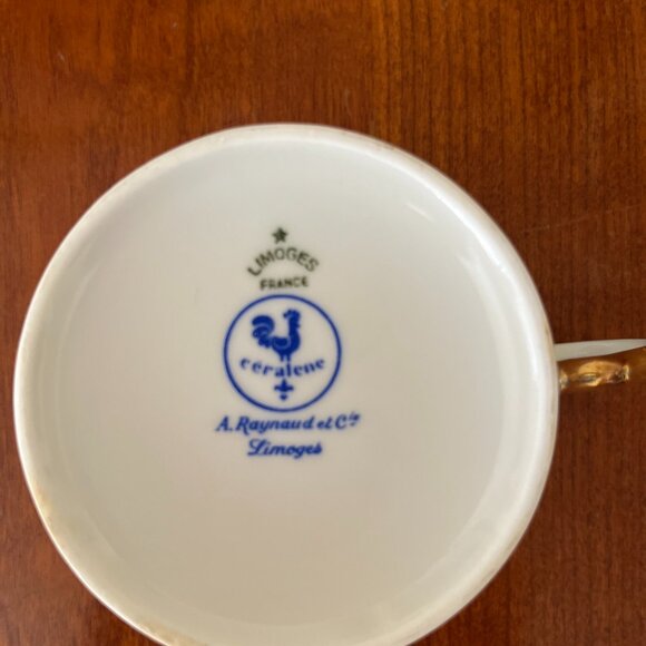 Raynaud Limoges France Limoges Cup & Saucer Set LAURIER BLUE By Ceralene - Picture 5 of 6